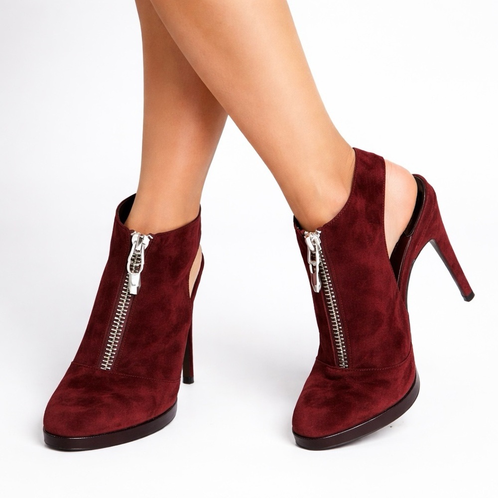 Diane von Furstenberg DVF Suede Heels Slingback Shoe Glamouratti Burgundy Size 7 - Picture 2 of 16